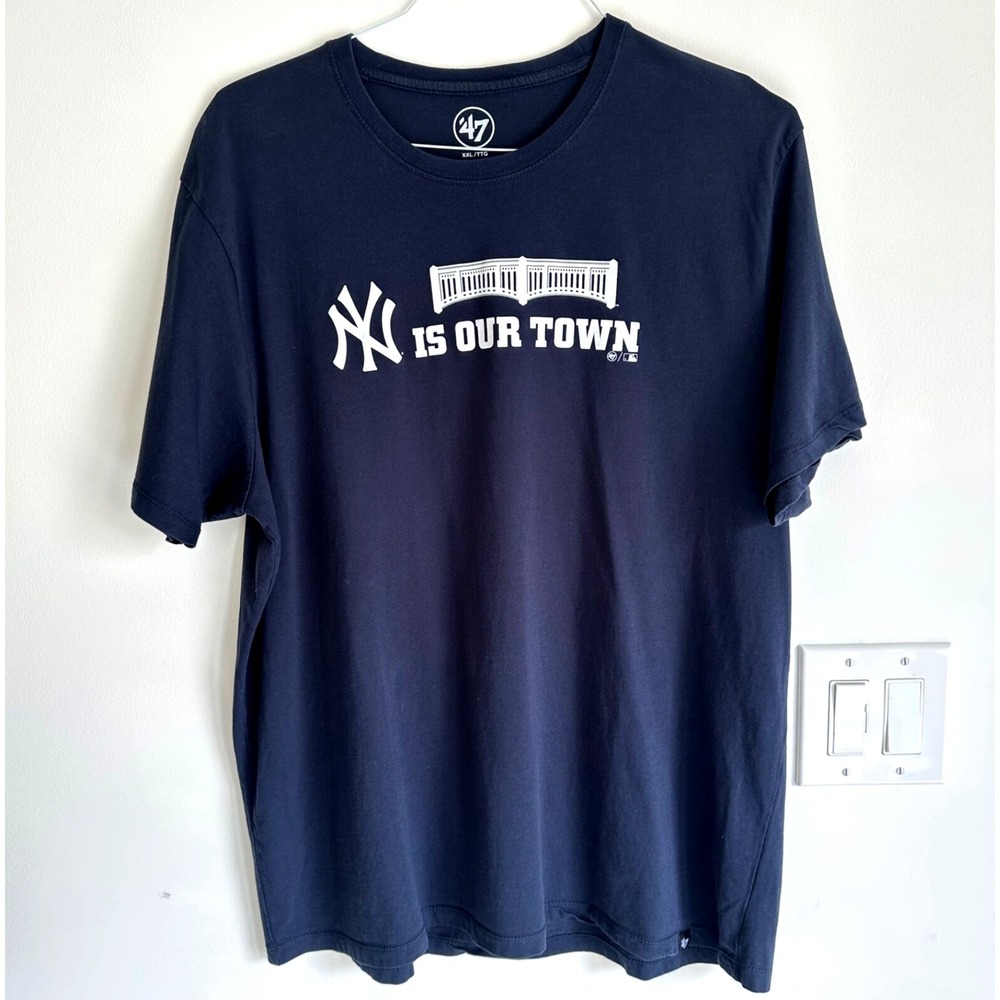 47 Brand New York Yankees Short Sleeve T-Shirt-Blue-Men's SZ XXL-NY IS OUR TOWN